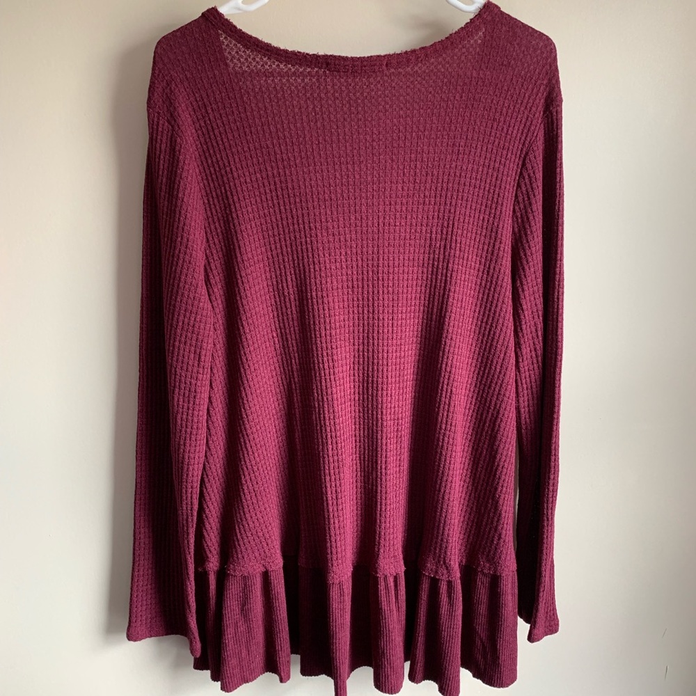 Anthro Eri + Ali Waffle Knit Peplum Hem Blouse - Picture 5 of 6